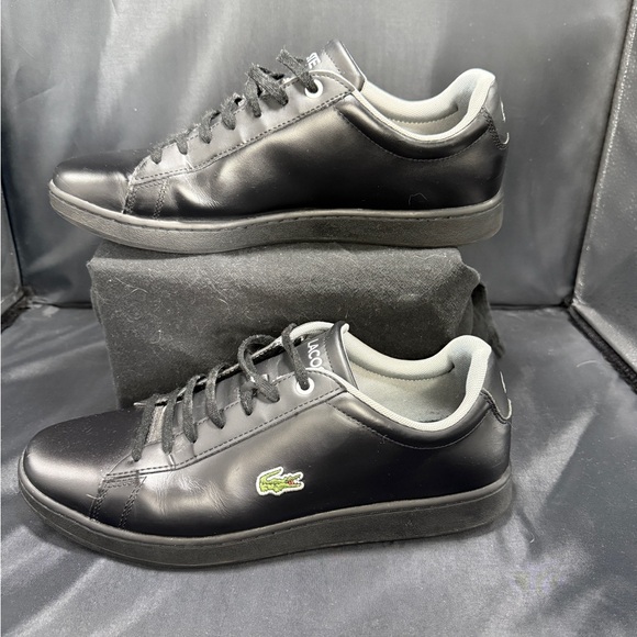 Lacoste Men’s Leather Tennis Shoes – Black – Size 11 - Picture 4 of 5
